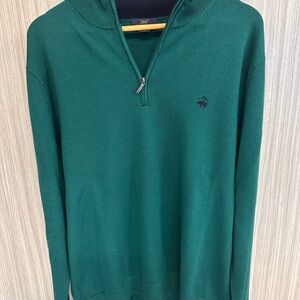 Brooks Brothers “346” 100% Merino Wool 1/4 Zip Sweater Men’s Size XL Green